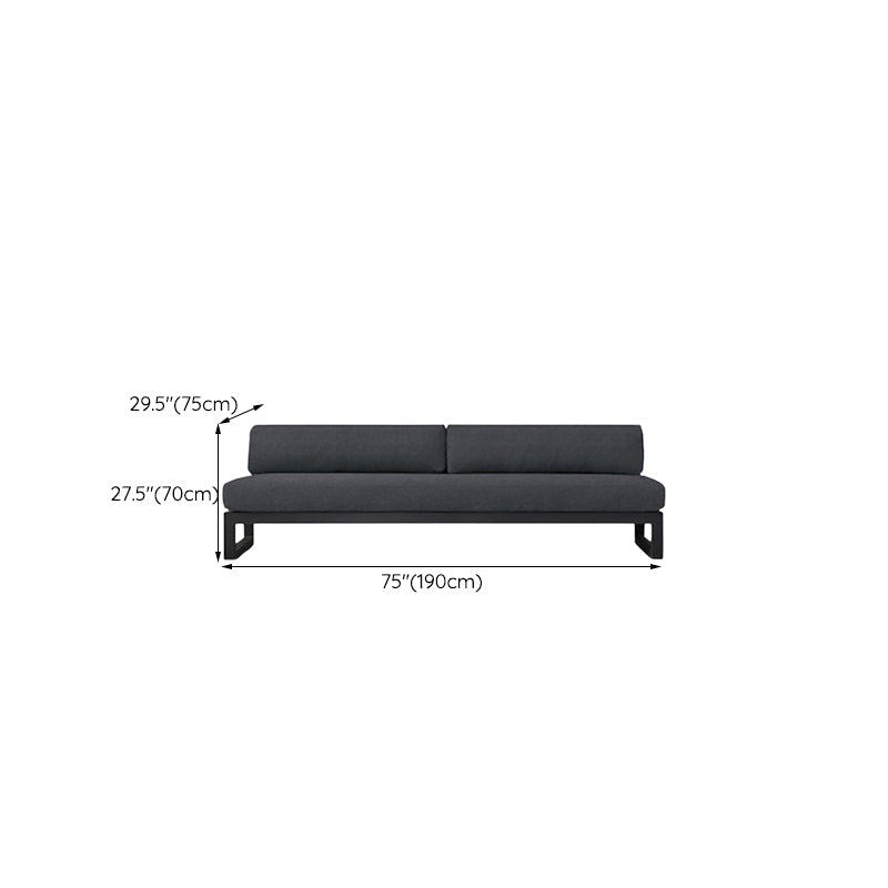 Industrial Style Outdoor Sofa Black Aluminum Standard Seating