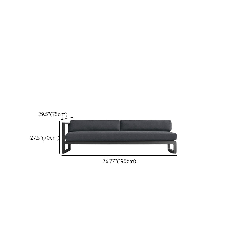 Industrial Style Outdoor Sofa Black Aluminum Standard Seating