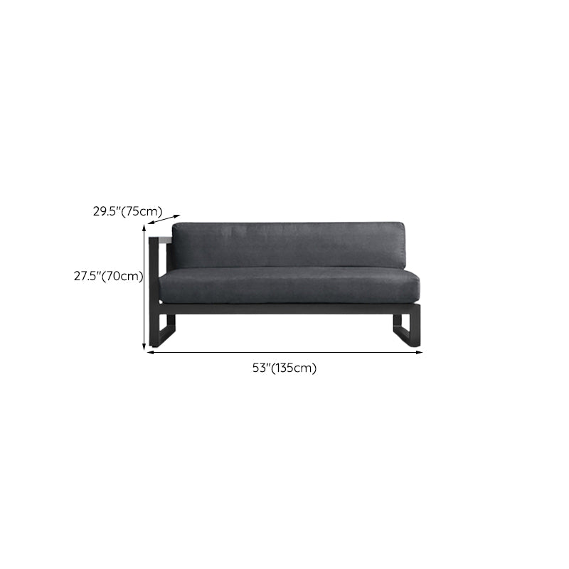 Industrial Style Outdoor Sofa Black Aluminum Standard Seating