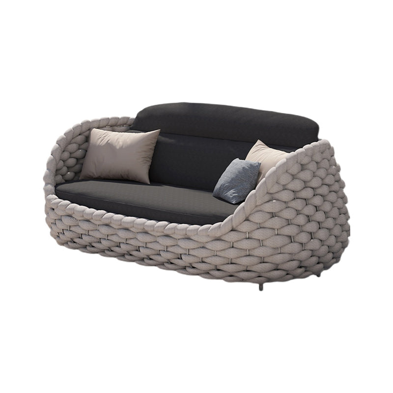 Arc Shape Outdoor Sofa Tropical Style Metal Tuxedo Arm Loveseat