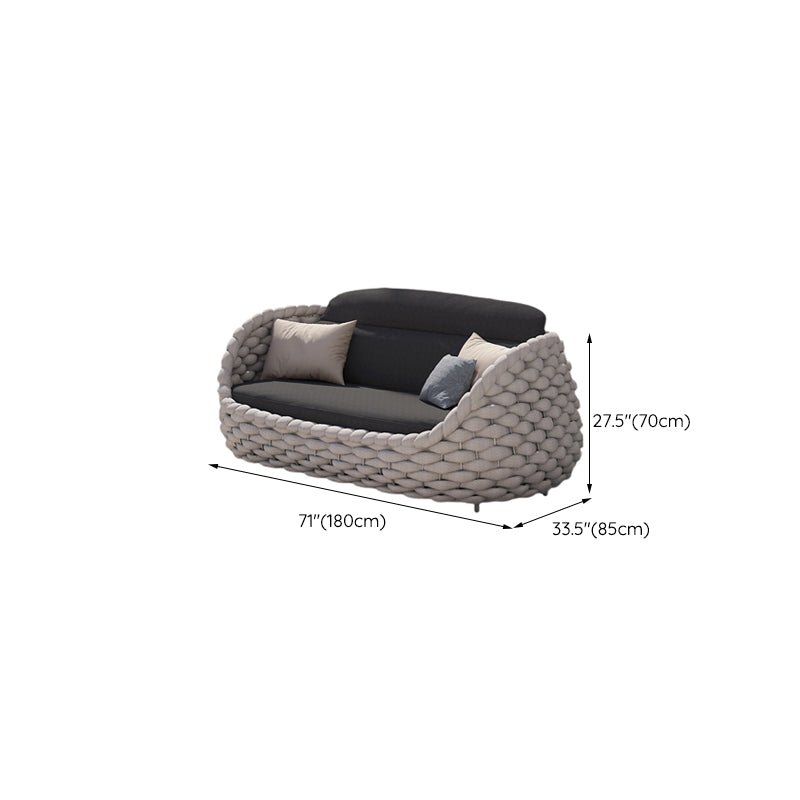 Arc Shape Outdoor Sofa Tropical Style Metal Tuxedo Arm Loveseat