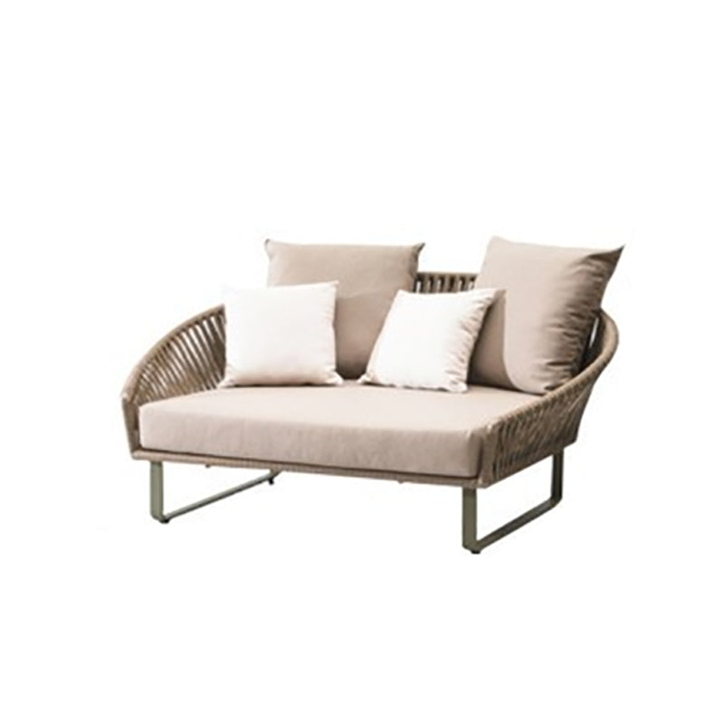 Contemporary Style Outdoor Sofa Metal Tuxedo Arm Loveseat in Brown