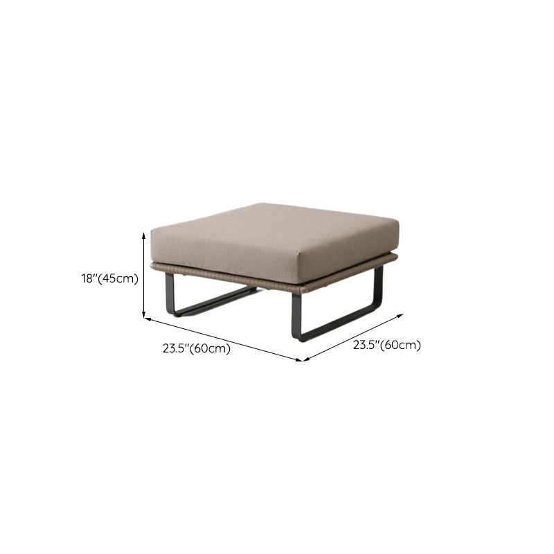 Contemporary Style Outdoor Sofa Metal Tuxedo Arm Loveseat in Brown