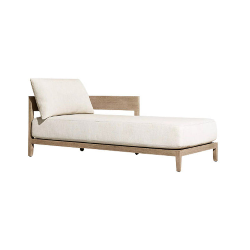 Wooden Outdoor Sofa Arc Shape Contemporary Style Tuxedo Arm Loveseat