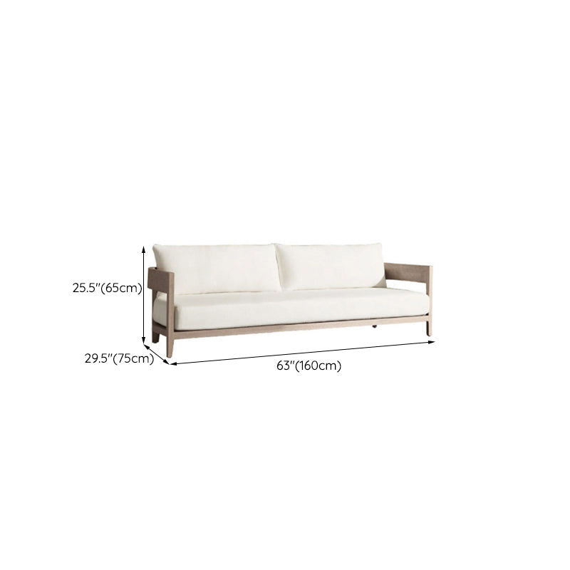 Wooden Outdoor Sofa Arc Shape Contemporary Style Tuxedo Arm Loveseat