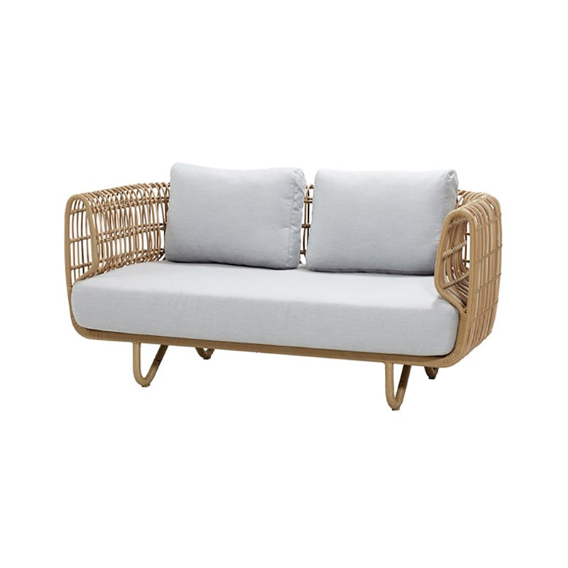 Tropical Style Outdoor Sofa Willow Vine Arc Shape Tuxedo Arm Loveseat