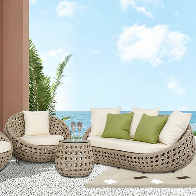 Willow Vine Outdoor Sofa Arc Shape Contemporary Style Seating in Light Wood