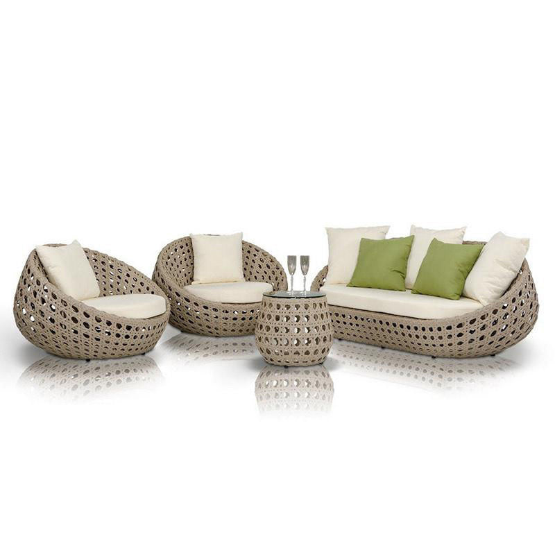 Willow Vine Outdoor Sofa Arc Shape Contemporary Style Seating in Light Wood