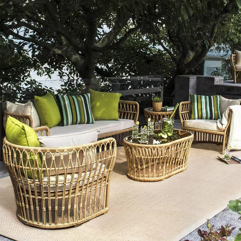 Arc Shape Outdoor Sofa Tropical Shape Willow Vine Seating in Wood