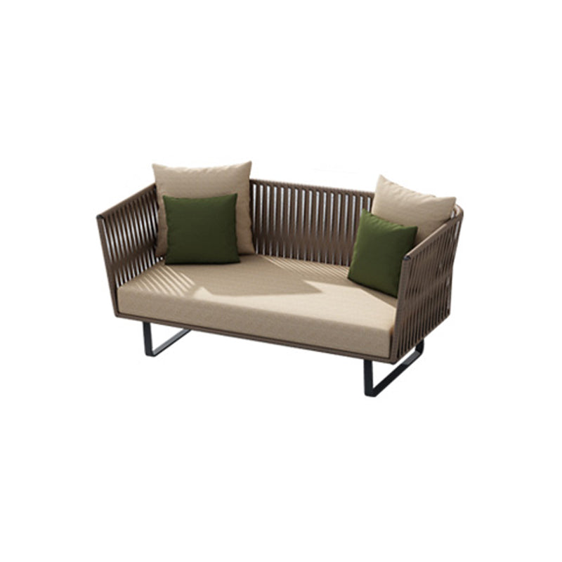 Contemporary Patio Sofa Water Resistant Black Outdoor Patio Sofa