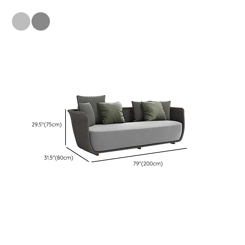 Rust Resistant Rattan Patio Sofa 1 PC Modern Outdoor Patio Sofa with Cushion