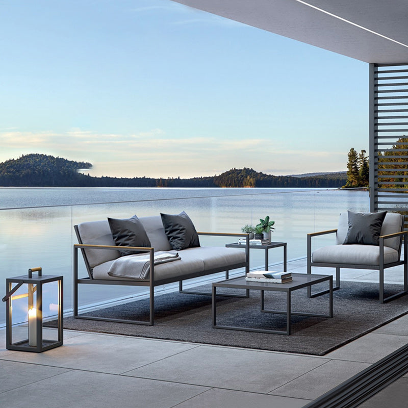 Industrial Metal Frame Outdoor Sofa 27.55" Wide Water Resistant Patio Sofa