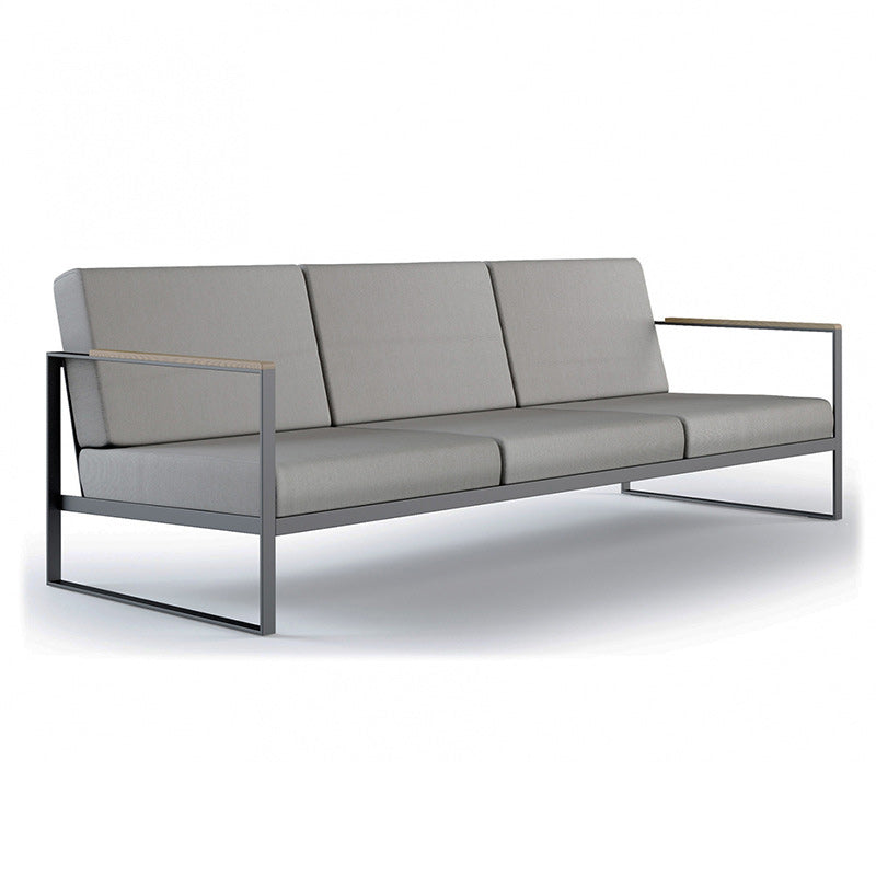 Industrial Metal Frame Outdoor Sofa 27.55" Wide Water Resistant Patio Sofa