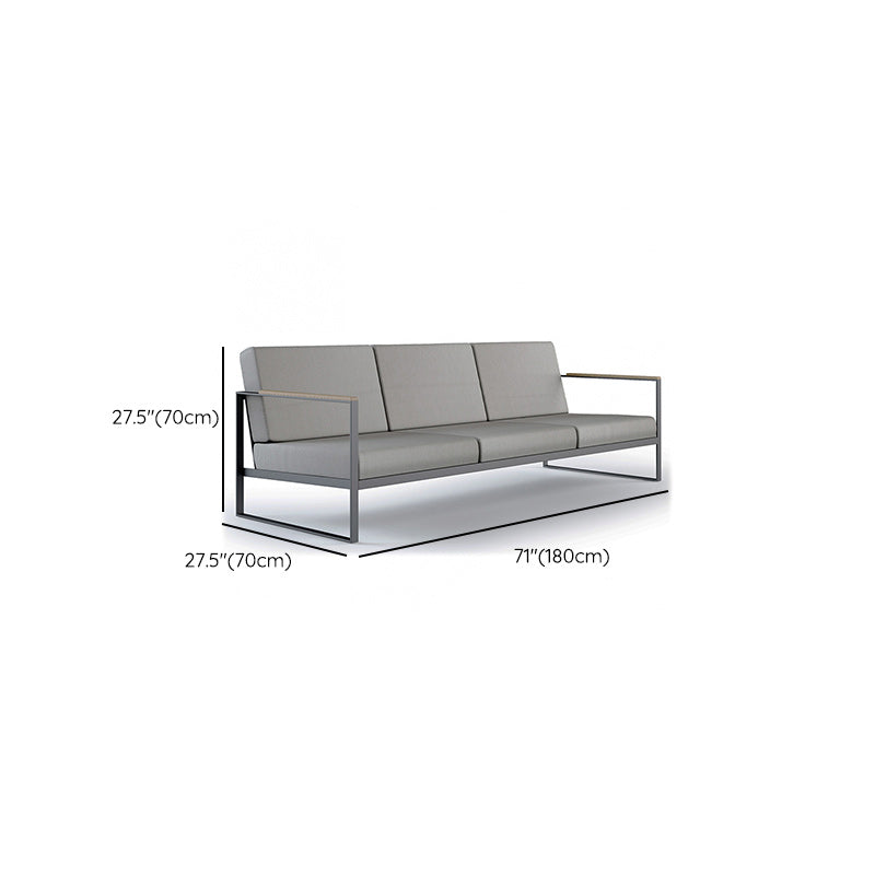 Industrial Metal Frame Outdoor Sofa 27.55" Wide Water Resistant Patio Sofa