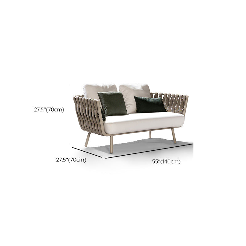 Contemporary Metal Frame Outdoor Sofa UV Resistant Patio Sofa in Gray