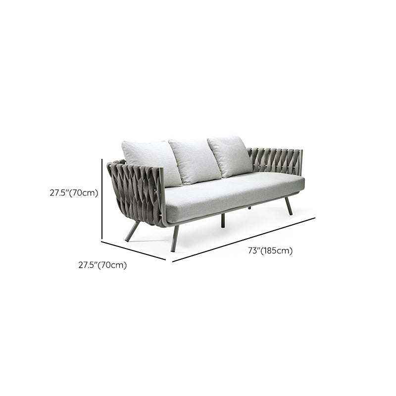 Contemporary Metal Frame Outdoor Sofa UV Resistant Patio Sofa in Gray