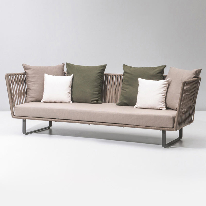 Contemporary Metal Frame Outdoor Sofa Water Resistant Patio Sofa