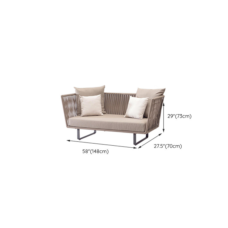 Contemporary Metal Frame Outdoor Sofa Water Resistant Patio Sofa