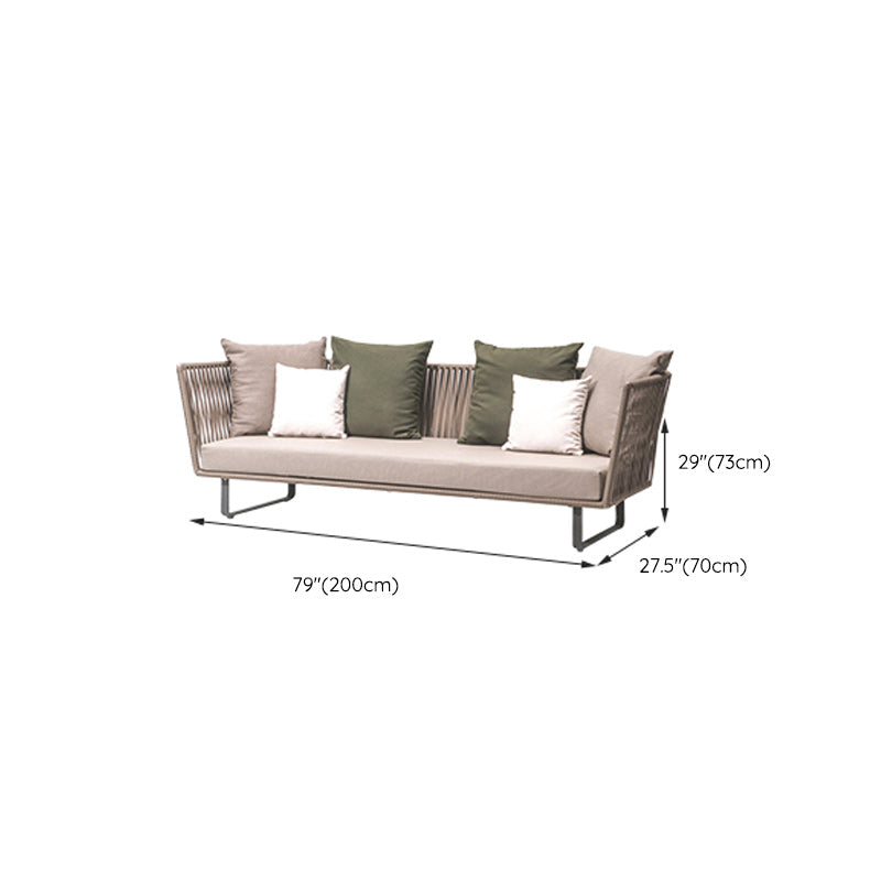 Contemporary Metal Frame Outdoor Sofa Water Resistant Patio Sofa