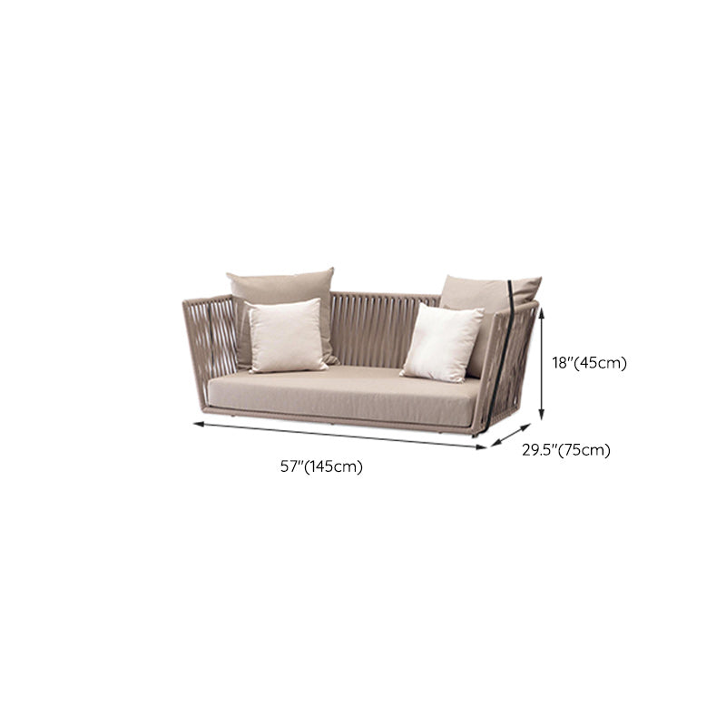 Contemporary Metal Frame Outdoor Sofa Water Resistant Patio Sofa