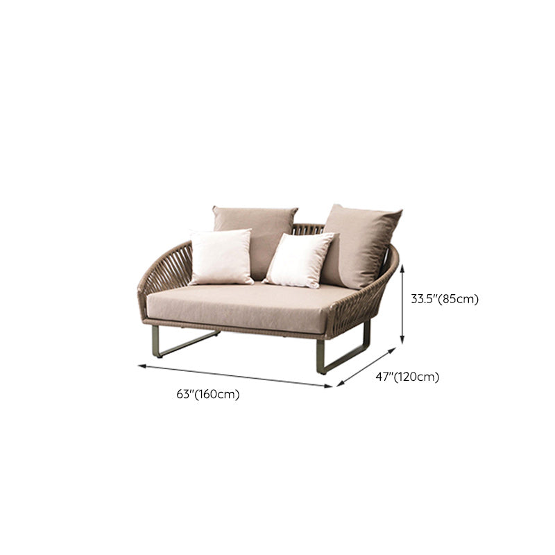 Contemporary Metal Frame Outdoor Sofa Water Resistant Patio Sofa