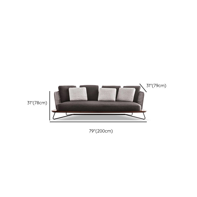 Contemporary Metal Patio Sofa Gray Outdoor Patio Sofa, Water Resistant