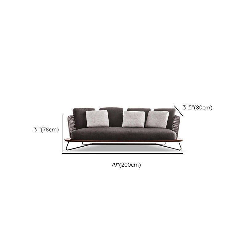 Brown Metal Patio Sofa Water Resistant Outdoor Patio Sofa with Cushion