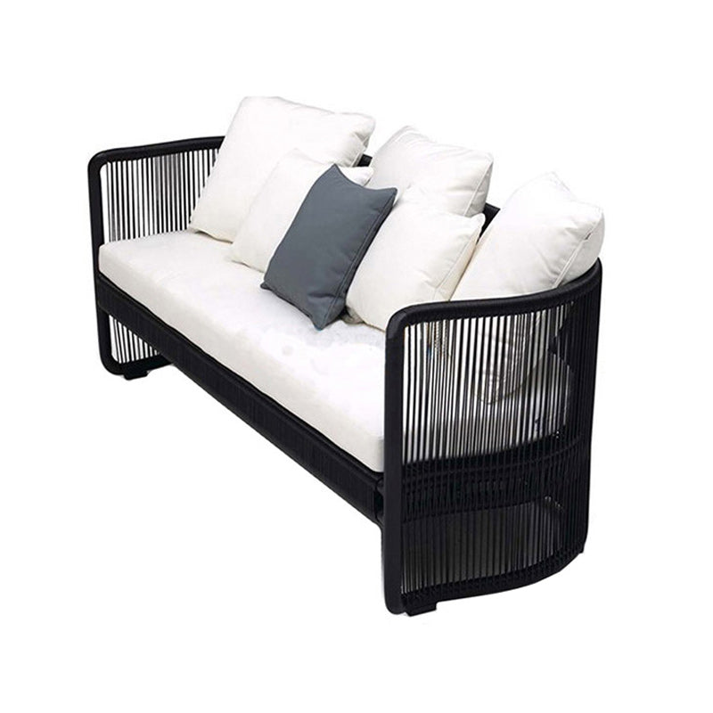 Industrial Style Metal Frame Outdoor Sofa Water Resistant Patio Sofa