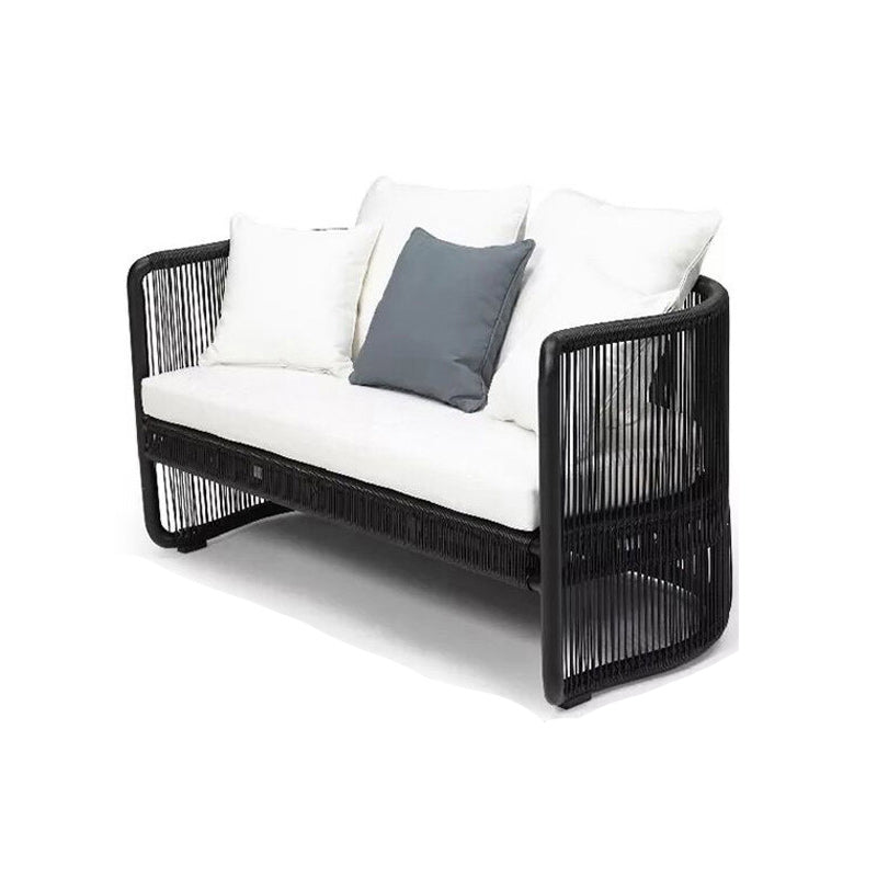 Industrial Style Metal Frame Outdoor Sofa Water Resistant Patio Sofa