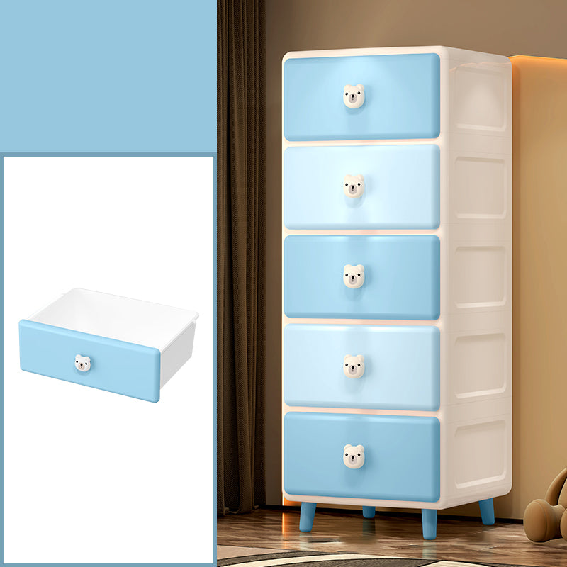 Ultra Modern Vertical Kids Dresser Set Plastic Kids Furniture with Drawers for Bedroom