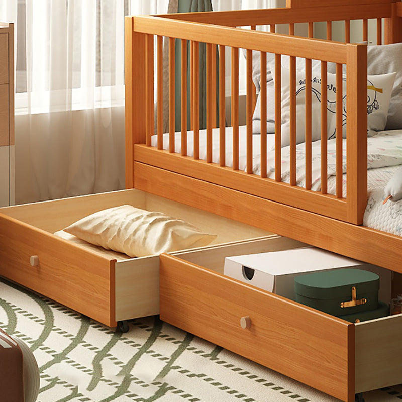 2 Drawers Solid Wood Nursery Bed Scandinavian Nursery Crib with Guardrail