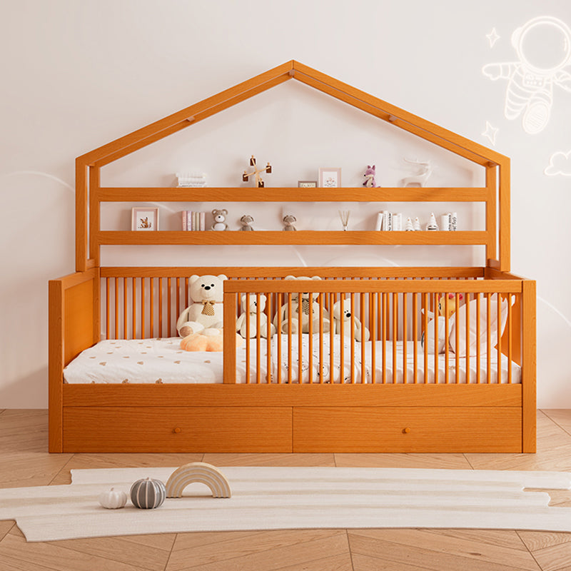 Beech Nursery Bed Under Crib Storage Scandinavian Nursery Crib with Guardrail