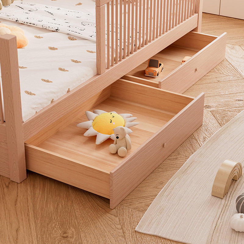 Beech Nursery Bed Under Crib Storage Scandinavian Nursery Crib with Guardrail