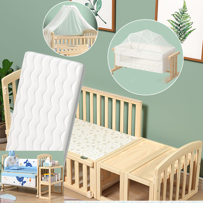 Farmhouse / Country Wood Washed Natural with Guardrail Baby Crib