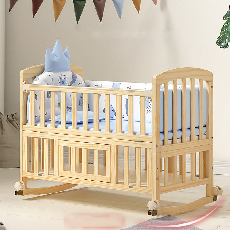 Farmhouse / Country Wood Washed Natural with Guardrail Baby Crib