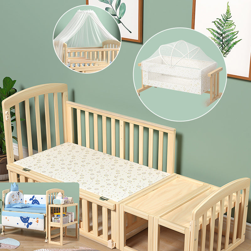 Farmhouse / Country Wood Washed Natural with Guardrail Baby Crib