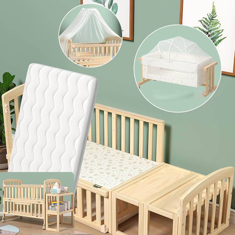 Farmhouse / Country Wood Washed Natural with Guardrail Baby Crib