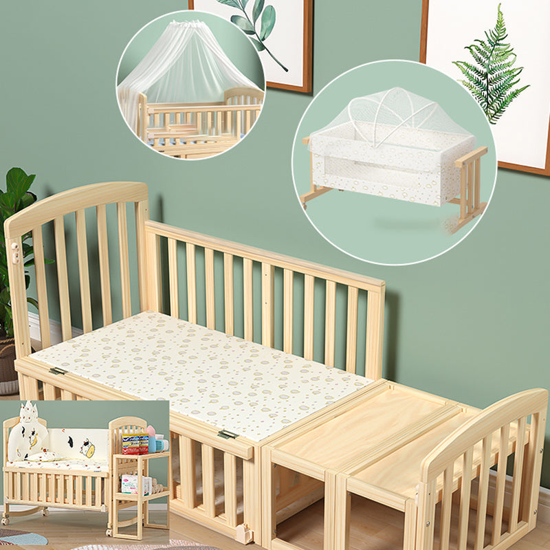 Farmhouse / Country Wood Washed Natural with Guardrail Baby Crib