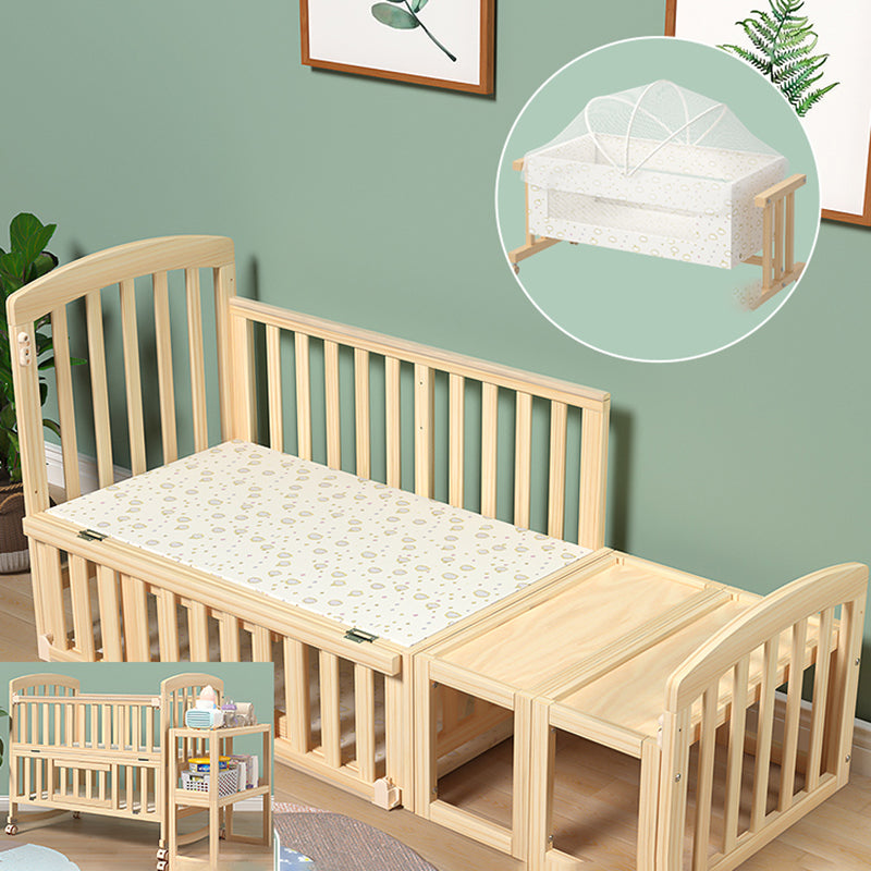 Farmhouse / Country Wood Washed Natural with Guardrail Baby Crib