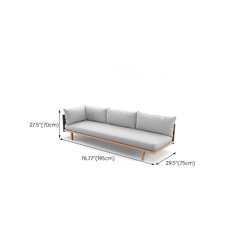 Solid Wood Outdoor Loveseat Water Resistant Outdoor Patio Sofa with Cushions