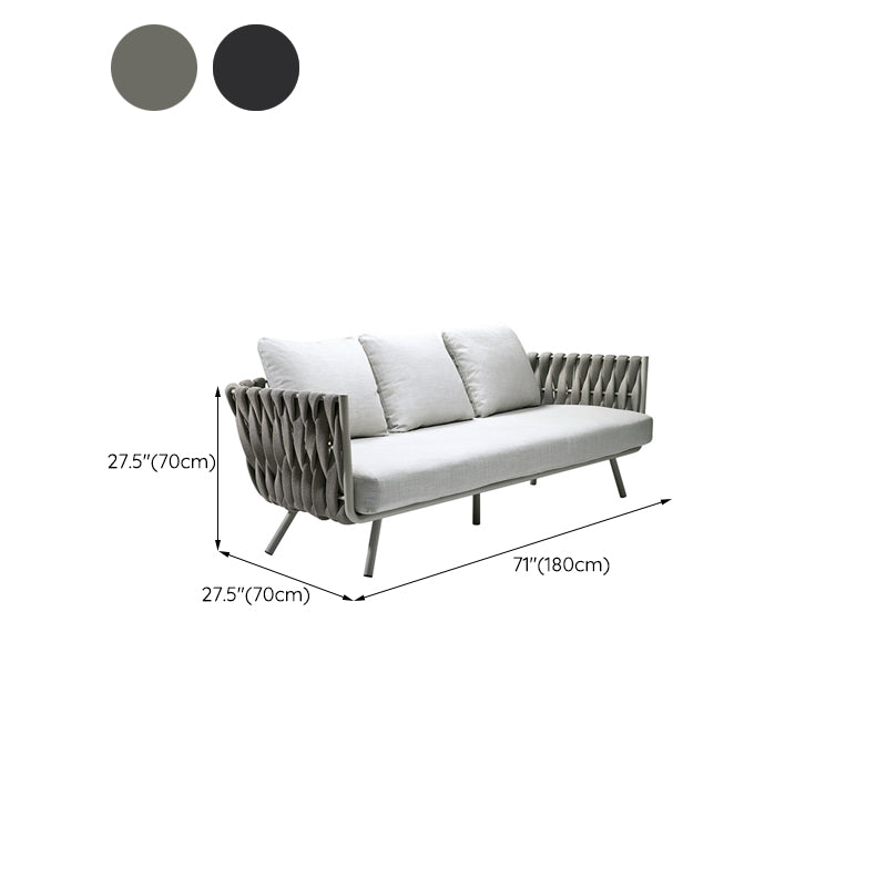 Contemporary Cushion Metal Frame Outdoor Sofa Water Resistant Patio Sofa