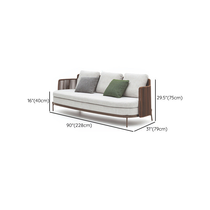 Contemporary Metal Frame Outdoor Patio Sofa with UV Resistant Cushion