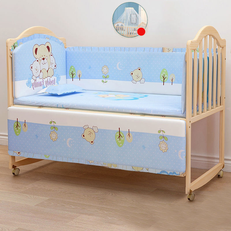 3-in-1 Convertible Crib in Natural Modern Solid Wood Nursery Bed