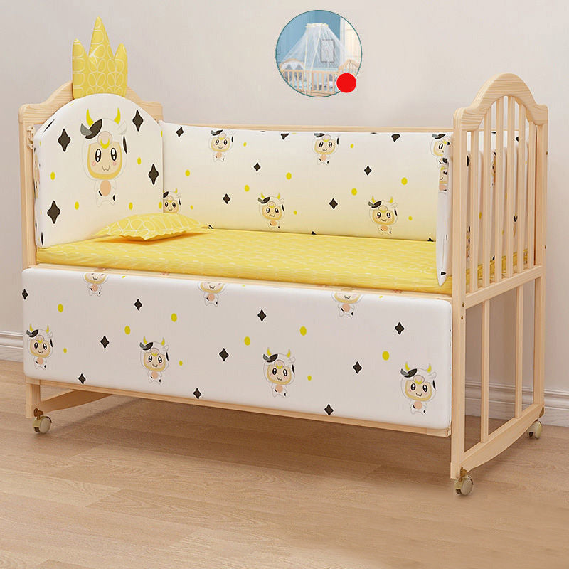 3-in-1 Convertible Crib in Natural Modern Solid Wood Nursery Bed