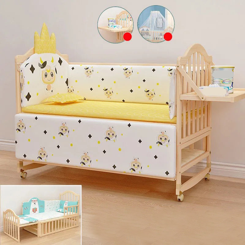 3-in-1 Convertible Crib in Natural Modern Solid Wood Nursery Bed