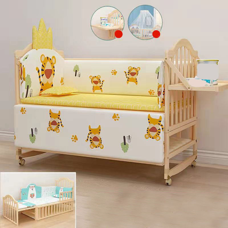 3-in-1 Convertible Crib in Natural Modern Solid Wood Nursery Bed