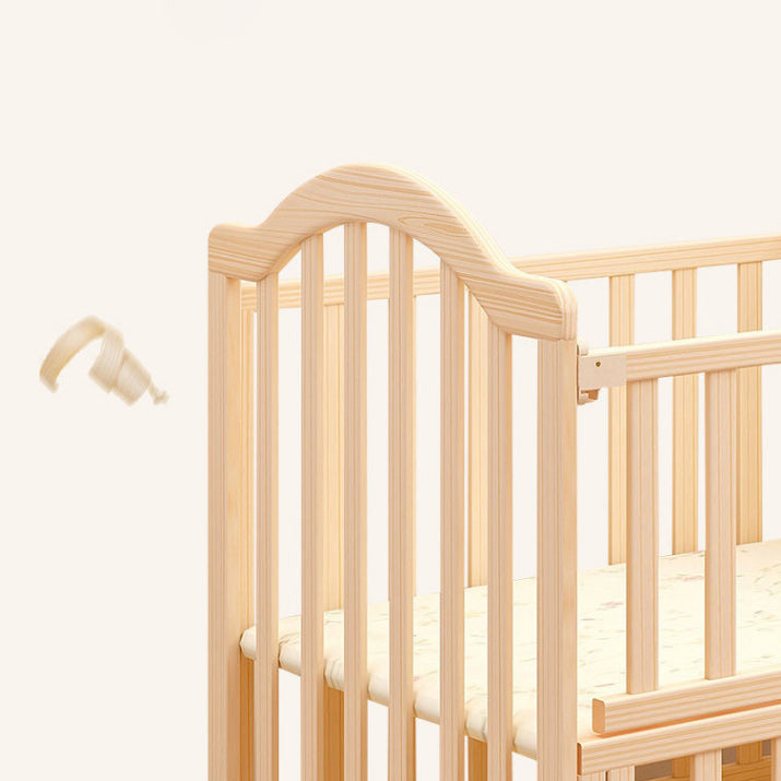 3-in-1 Convertible Crib in Natural Modern Solid Wood Nursery Bed