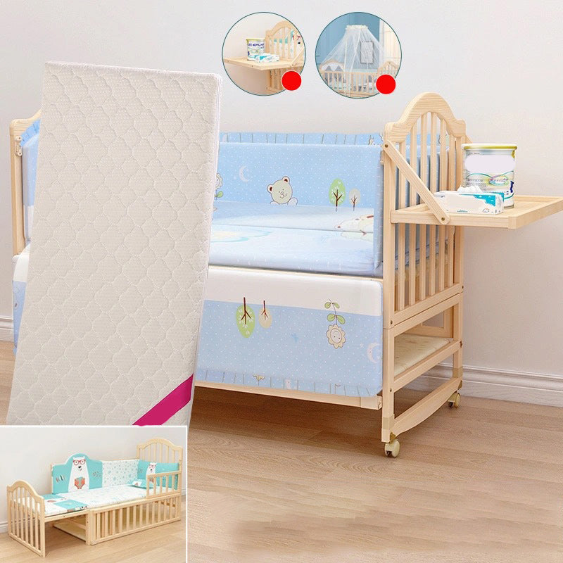 3-in-1 Convertible Crib in Natural Modern Solid Wood Nursery Bed