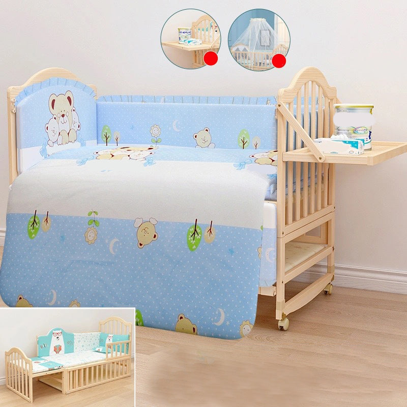 3-in-1 Convertible Crib in Natural Modern Solid Wood Nursery Bed