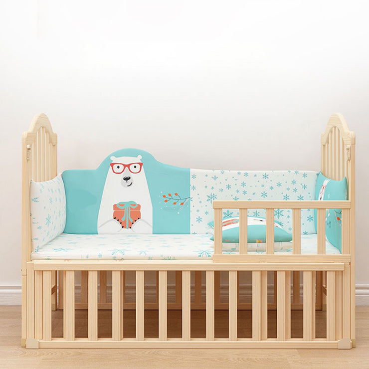 3-in-1 Convertible Crib in Natural Modern Solid Wood Nursery Bed